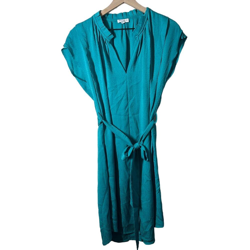 Current Air Women's Teal Jacquard Animal Print Dress Size Medium Short Sleeve - Picture 1 of 8